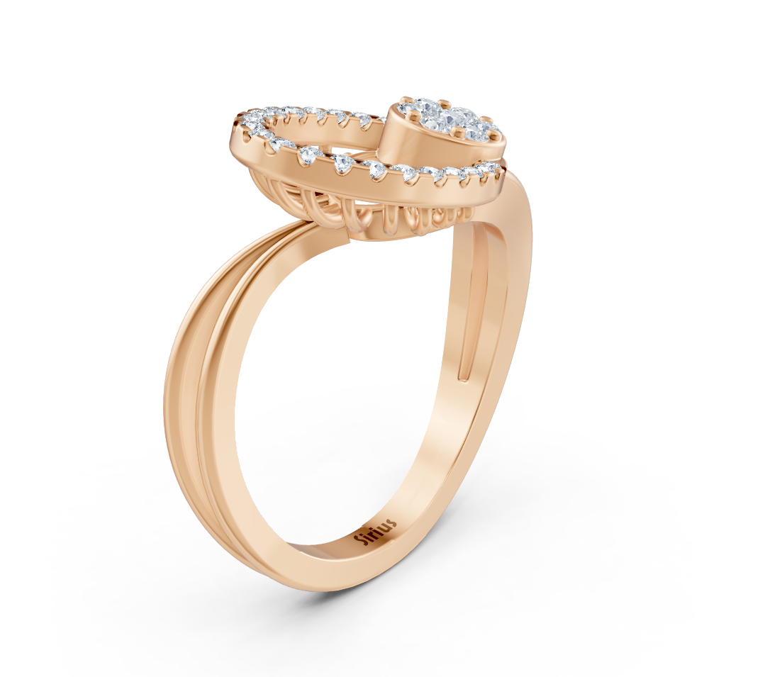 خاتم من الذهب الوردي بتصميم قلب مفتوح وألماس دائري - مجوهرات فاخرة من Rosy Lab Diamonds