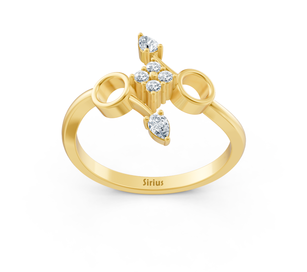 Yellow gold initial ring “O” with lab-grown diamonds – high-quality Jewelry from Rosy Lab Diamonds
