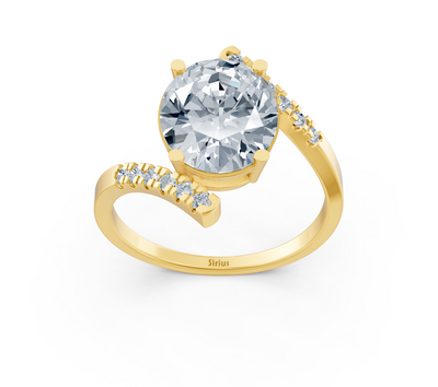 Yellow gold ring with lab-grown oval and round diamond – 2.22 ct