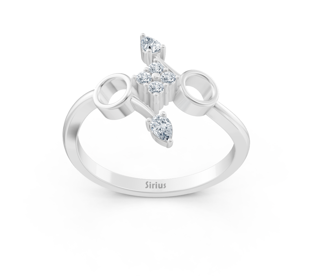 Weißgoldener Initialenring „O“ mit laborgezüchteten Diamanten