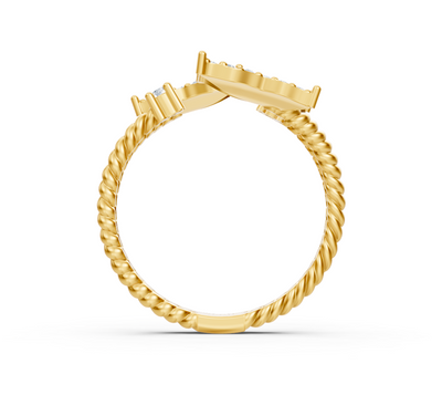 Doppelflügel Ring aus Gelbgold mit funkelnden labordiamanten