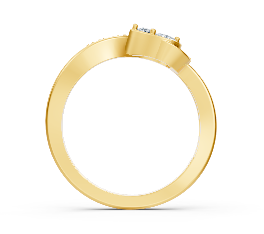Bague en Or Jaune avec un mélange floral de différents types de taille de diamants – Bijoux haut de gamme de Rosy Lab Diamonds