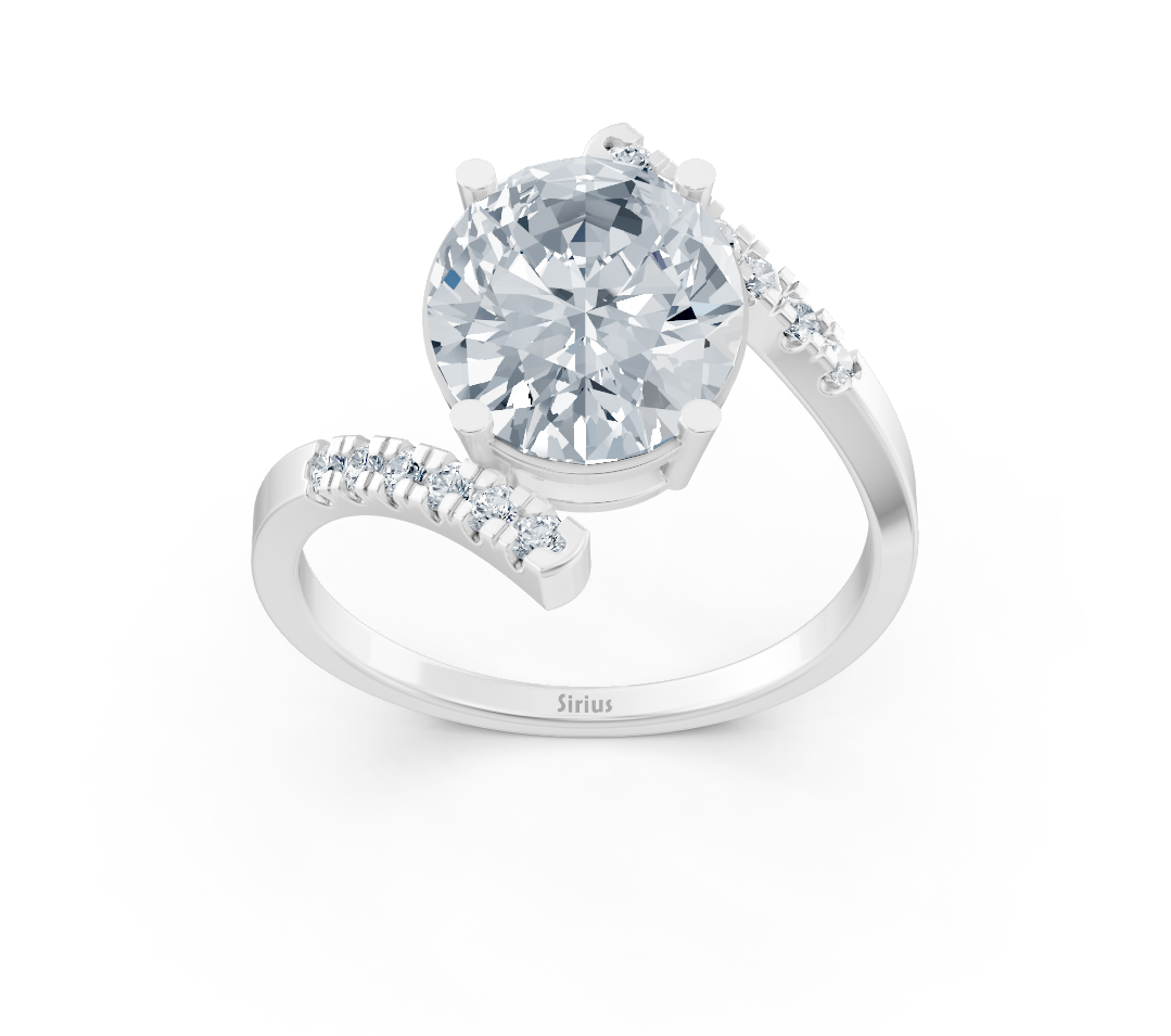 White Gold ring with lab-grown oval and round diamonds - 2.22 ct - high-quality Jewelry by Rosy Lab Diamonds
