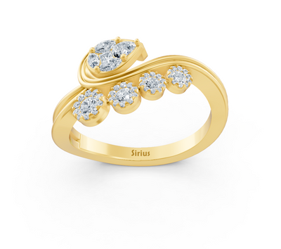 Yellow gold ring with floral mix of various diamond cuts