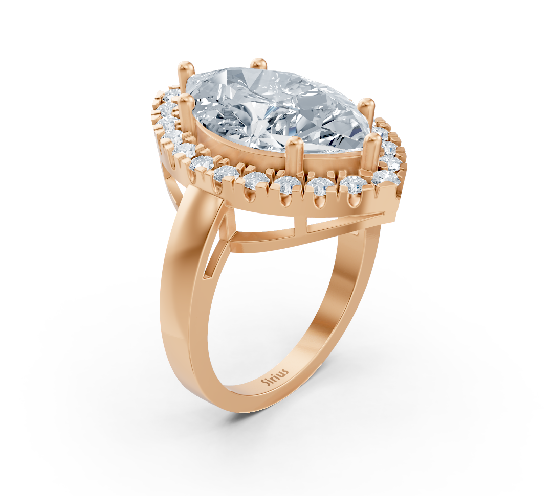 Romantic Marquise Halo Ring with Lab-Grown Diamonds in 14K Rose Gold