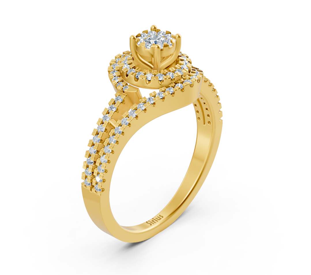 Ring mit Diamant & Diamanten in 14K Gelbgold | Rosy – hochwertiger Schmuck von Rosy Lab Diamonds