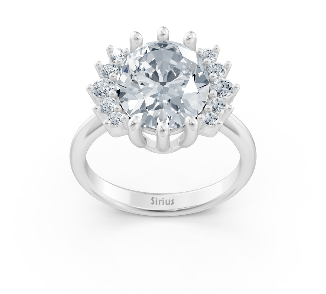 Elegant halo ring in white gold with oval lab diamond