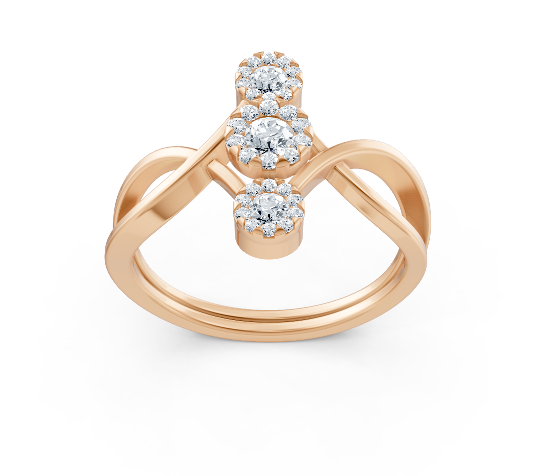 Rose gold trio ring with round-cut lab-grown diamonds – high-quality Jewelry from Rosy Lab Diamonds