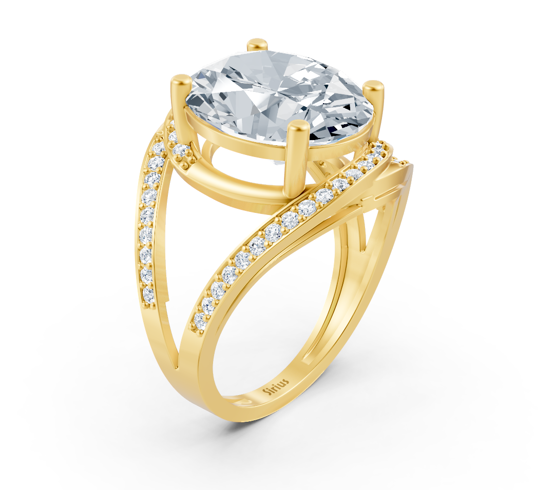 14K Sarı Altın içinde laboratuvar pırlantalı zarif oval pırlanta yüzük - Rosy Lab Diamonds’tan yüksek kaliteli Mücevher