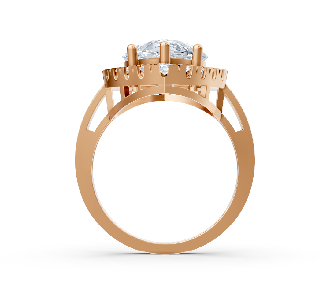 Romantic Marquise Halo Ring with Lab-Grown Diamonds in 14K Rose Gold