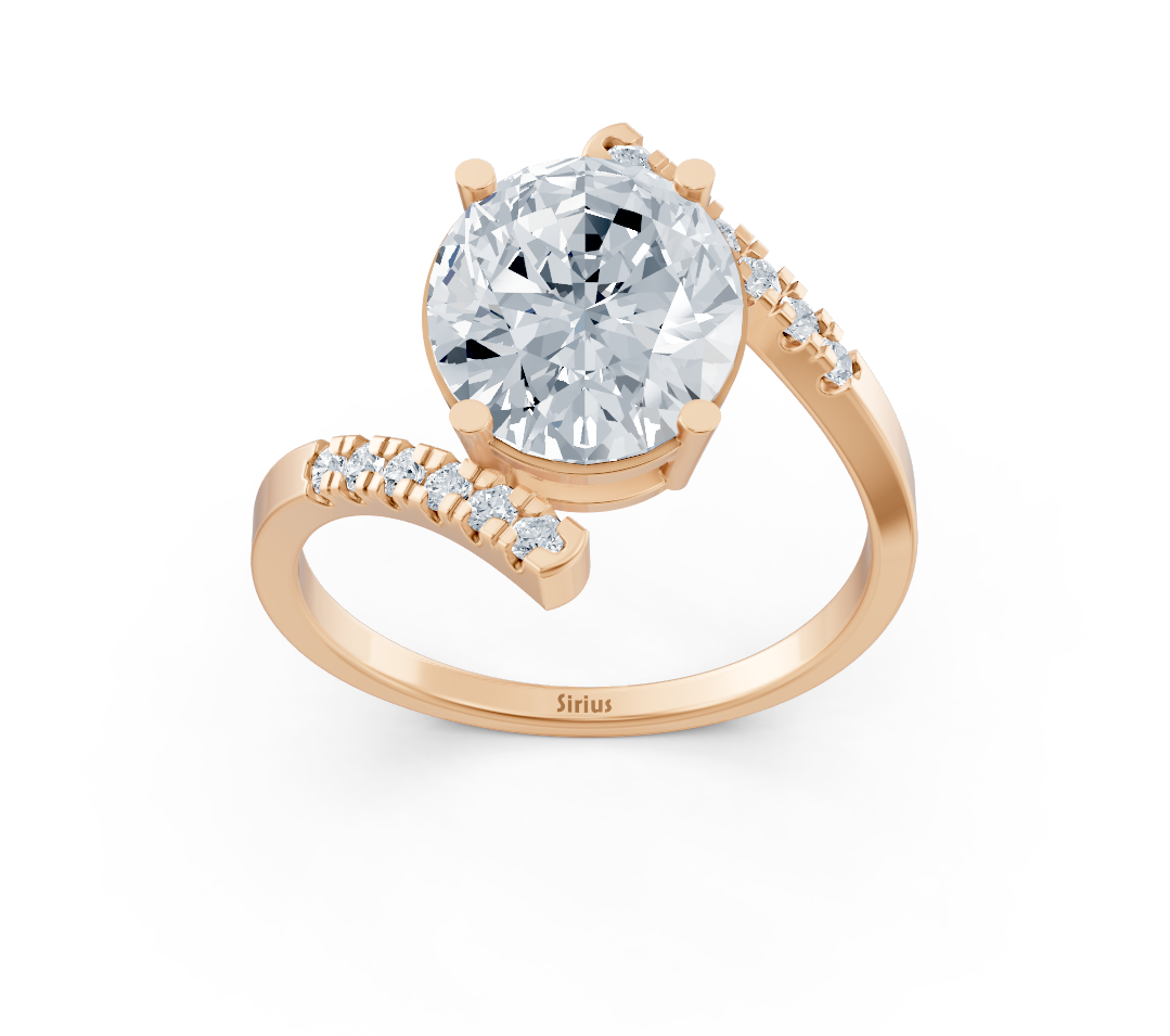 Rose gold ring with lab-grown oval and round diamond – 2.22 ct