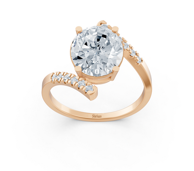 Rose gold ring with lab-grown oval and round diamond – 2.22 ct