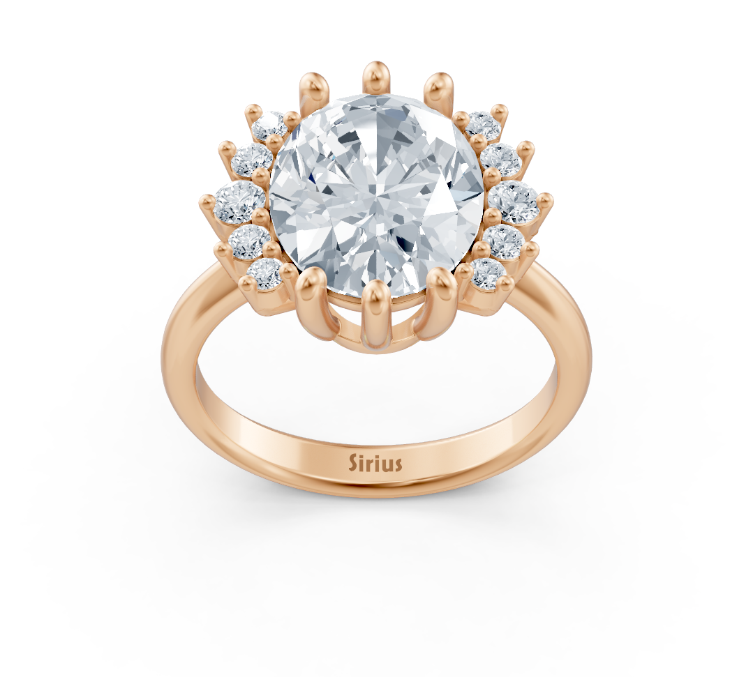 Roségoldener Halo-Ring mit ovalem Labor-Diamanten - hochwertiger Schmuck von Rosy Lab Diamonds