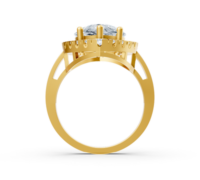 Strahlender Marquise-Halo-Ring mit laborgezüchteten Diamanten in 14K Gelbgold