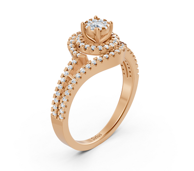 Verlobungsring aus Roségold mit Diamanten