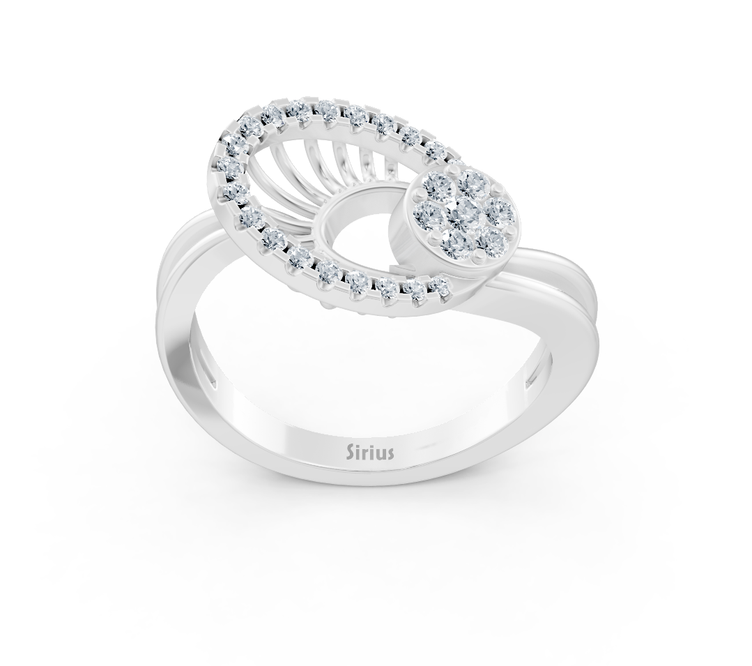 Açık kalp tasarımlı ve yuvarlak pırlantalı beyaz altın yüzük - Rosy Lab Diamonds’tan yüksek kaliteli Mücevher