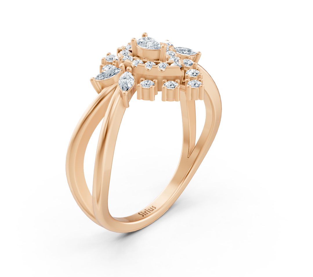 Çiçek desenli laboratuvar pırlantalı rose altın yüzük – Rosy Lab Diamonds'tan yüksek kaliteli Mücevher