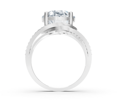Elegant oval diamond ring with lab diamonds in 14K white gold