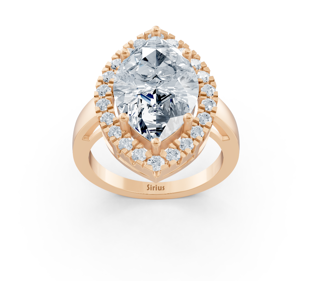 Romantic Marquise Halo Ring with Lab-Grown Diamonds in 14K Rose Gold
