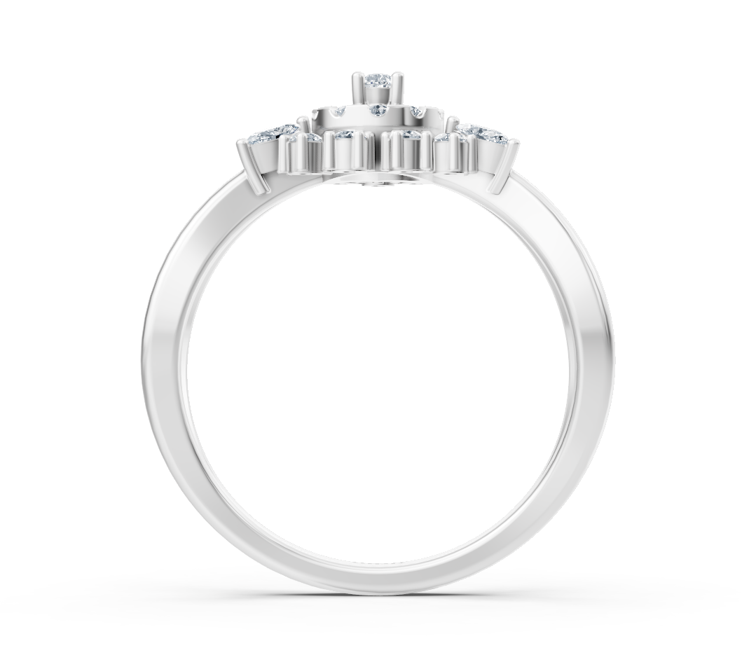 Weißgoldring mit labordiamanten in Blumenmuster