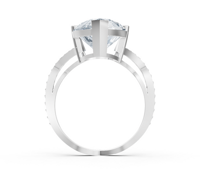 Elegant pear diamond ring made of 14K white gold – lab-grown