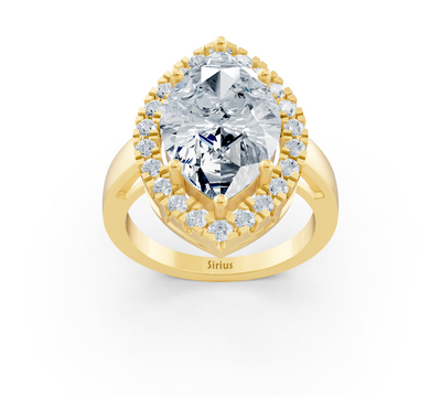 Strahlender Marquise-Halo-Ring mit laborgezüchteten Diamanten in 14K Gelbgold