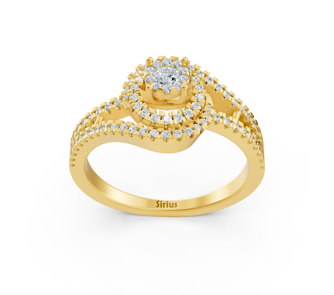 Ring mit Diamant & Diamanten in 14K Gelbgold | Rosy – hochwertiger Schmuck von Rosy Lab Diamonds