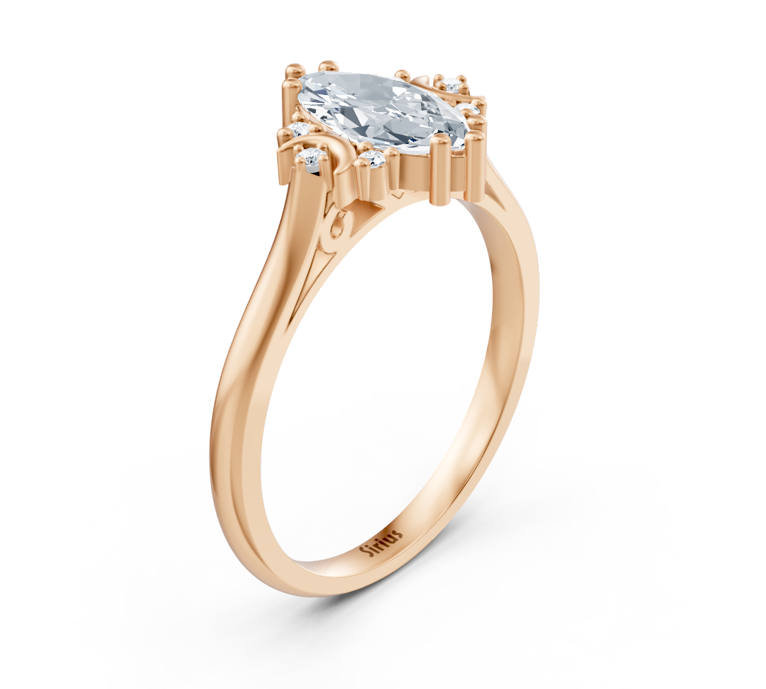 Rose Thorn marquise ring made of Rose Gold with lab-grown diamonds – high-quality Jewelry from Rosy Lab Diamonds