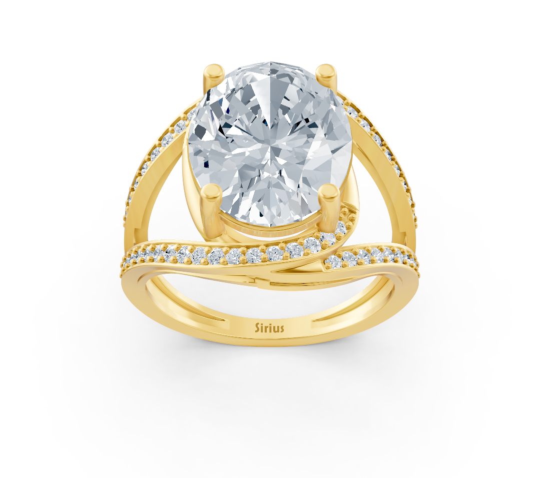 14K Sarı Altın içinde laboratuvar pırlantalı zarif oval pırlanta yüzük - Rosy Lab Diamonds’tan yüksek kaliteli Mücevher