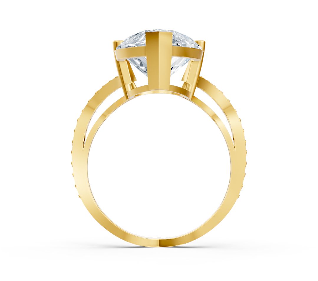 Elegant pear-shaped diamond ring in 14K Yellow Gold – Lab-Grown – high-quality Jewelry from Rosy Lab Diamonds