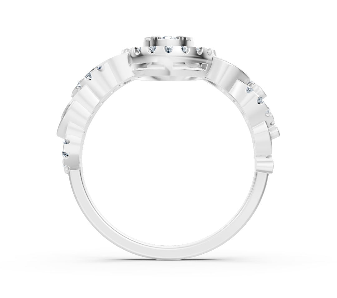 Bague en or blanc avec des diamants de laboratoire ronds au design entrelacé - Bijoux haut de gamme de Rosy Lab Diamonds