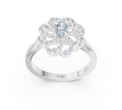 Weißgold-Diamantring im Blüten-Design mit Mittelstein – 0,36 ct