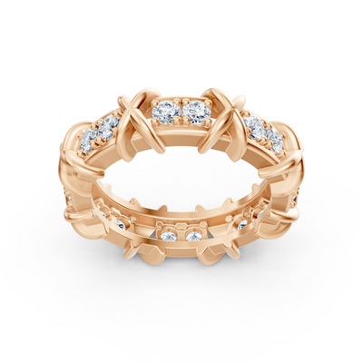 Bague éternité avec diamants de laboratoire et design X en or rose 14 carats – 77R0250