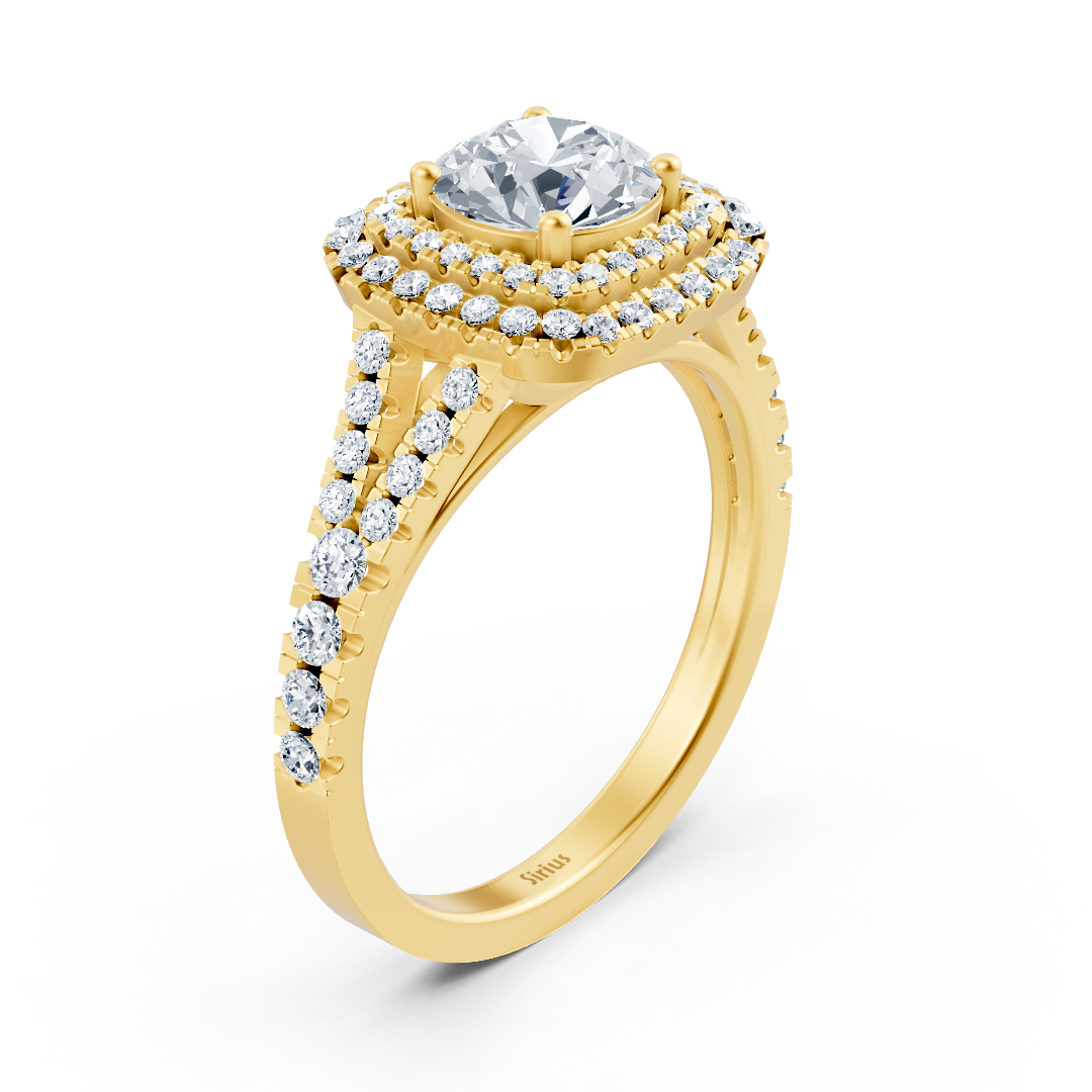 Fine diamond ring in yellow gold with round cut – 14K