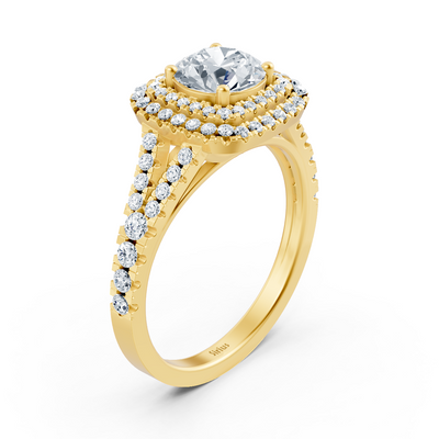 Fine diamond ring in yellow gold with round cut – 14K