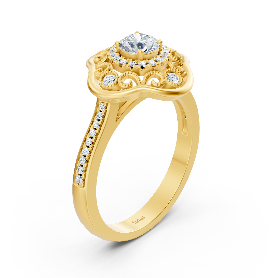خاتم ألماس زهري متألق من الذهب الأصفر عيار 14 قيراطًا - مجوهرات فاخرة من Rosy Lab Diamonds
