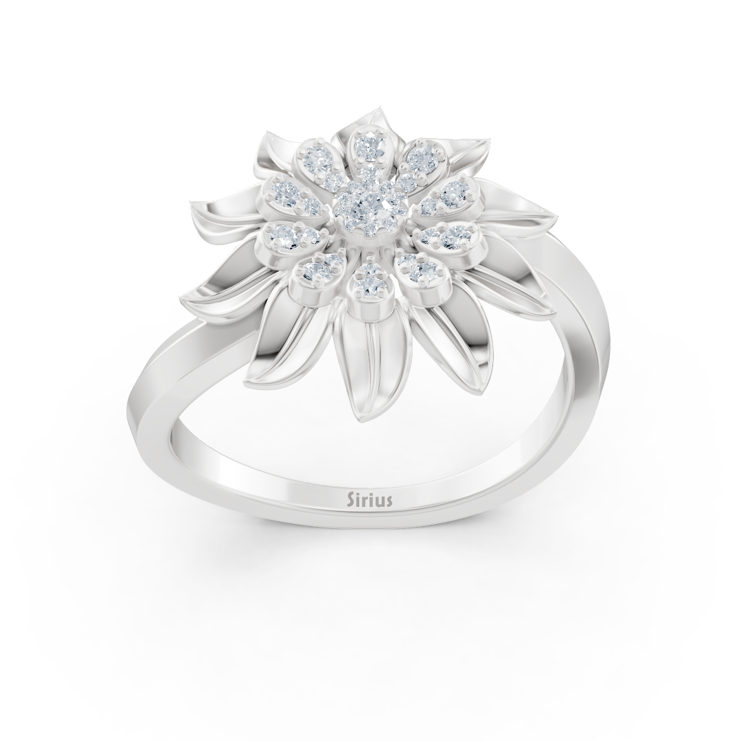 Bague élégante en or blanc avec diamants de laboratoire
