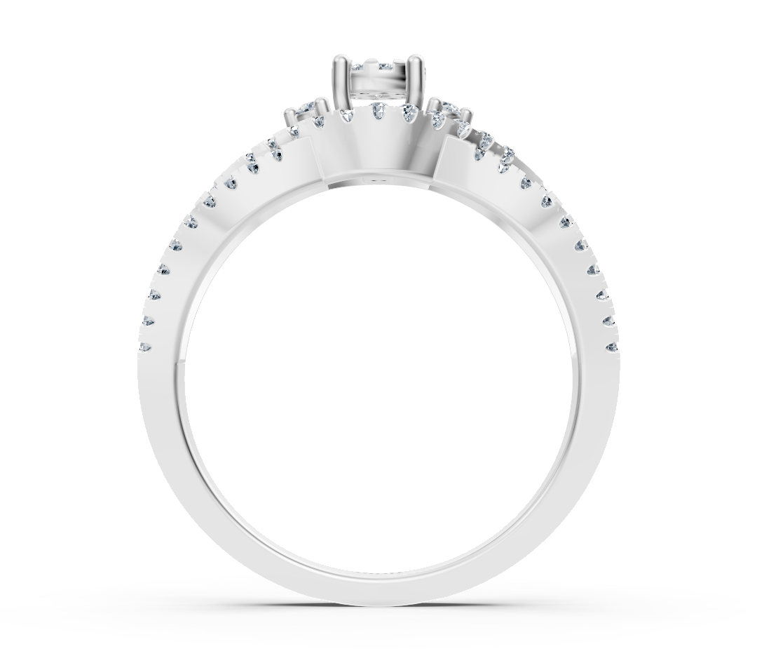 Elegant engagement ring in 14K white gold with diamonds