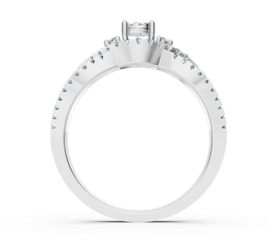 Elegant engagement ring in 14K white gold with diamonds