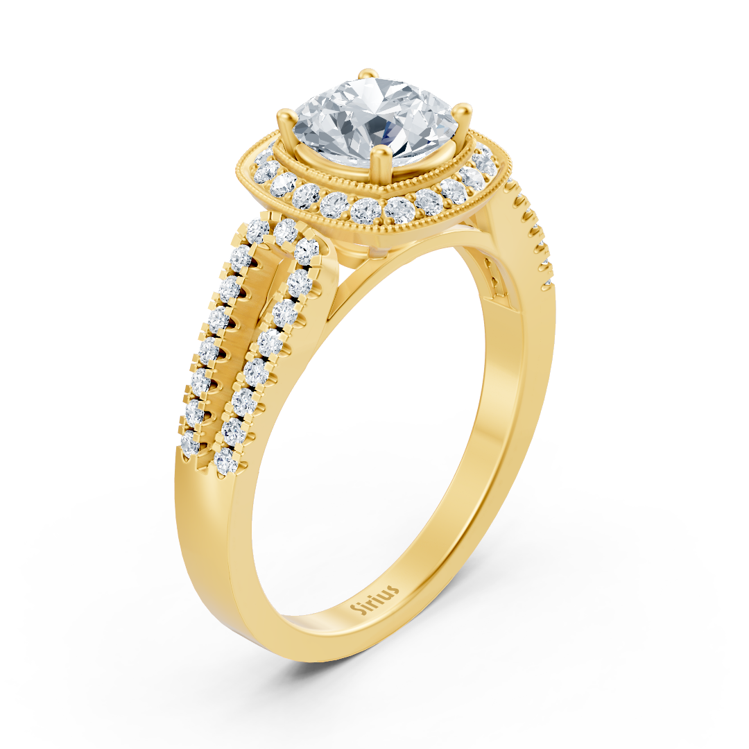 Ring mit Diamant & Diamanten in 14K Gelbgold | Rosy – hochwertiger Schmuck von Rosy Lab Diamonds
