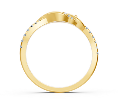 Yellow gold diamond ring with bow motif