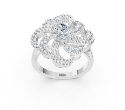 Artistic white gold ring with oval center stone – 0.54 carat