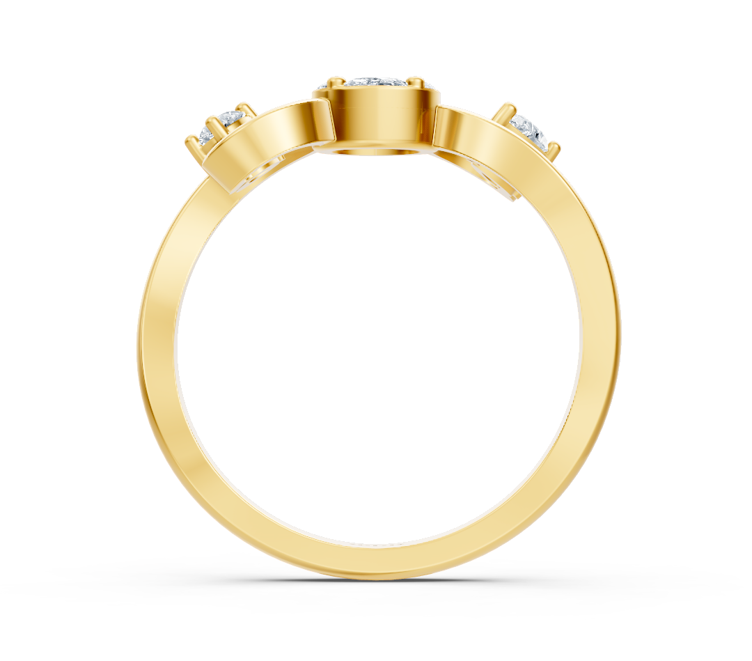 Yellow gold ring with marquise, princess, and pear cuts – high-quality Jewelry by Rosy Lab Diamonds