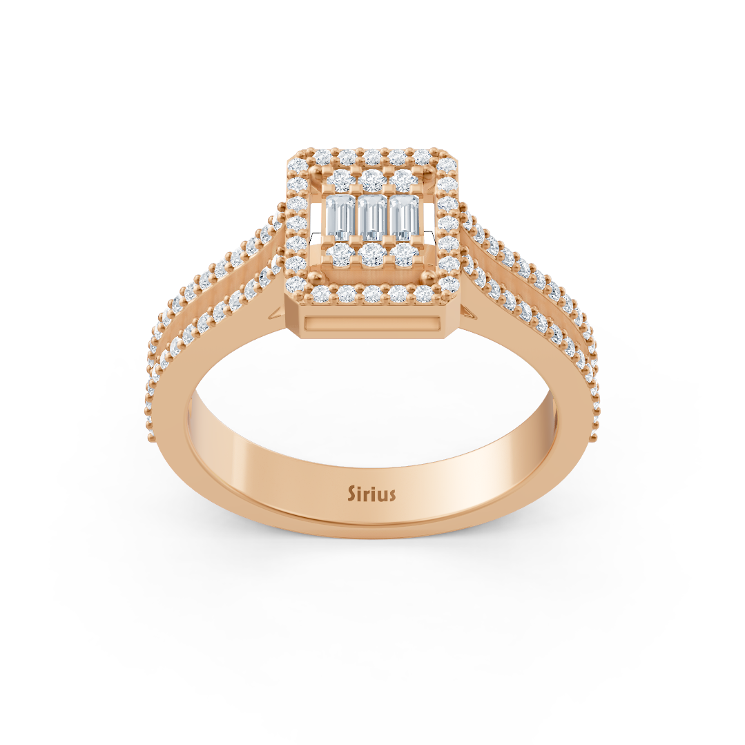 Cocktail ring with lab diamonds in rose gold – 77R0254