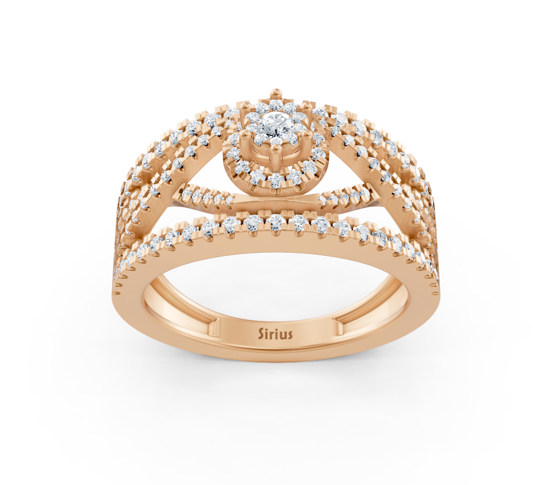 14K Rose Altın'da zarif elmas işlemeli Nişan Yüzüğü - Rosy Lab Diamonds'tan yüksek kaliteli Mücevher