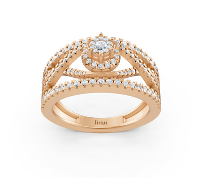 Verlobungsring mit raffinierter Diamantverzierung in 14K Roségold