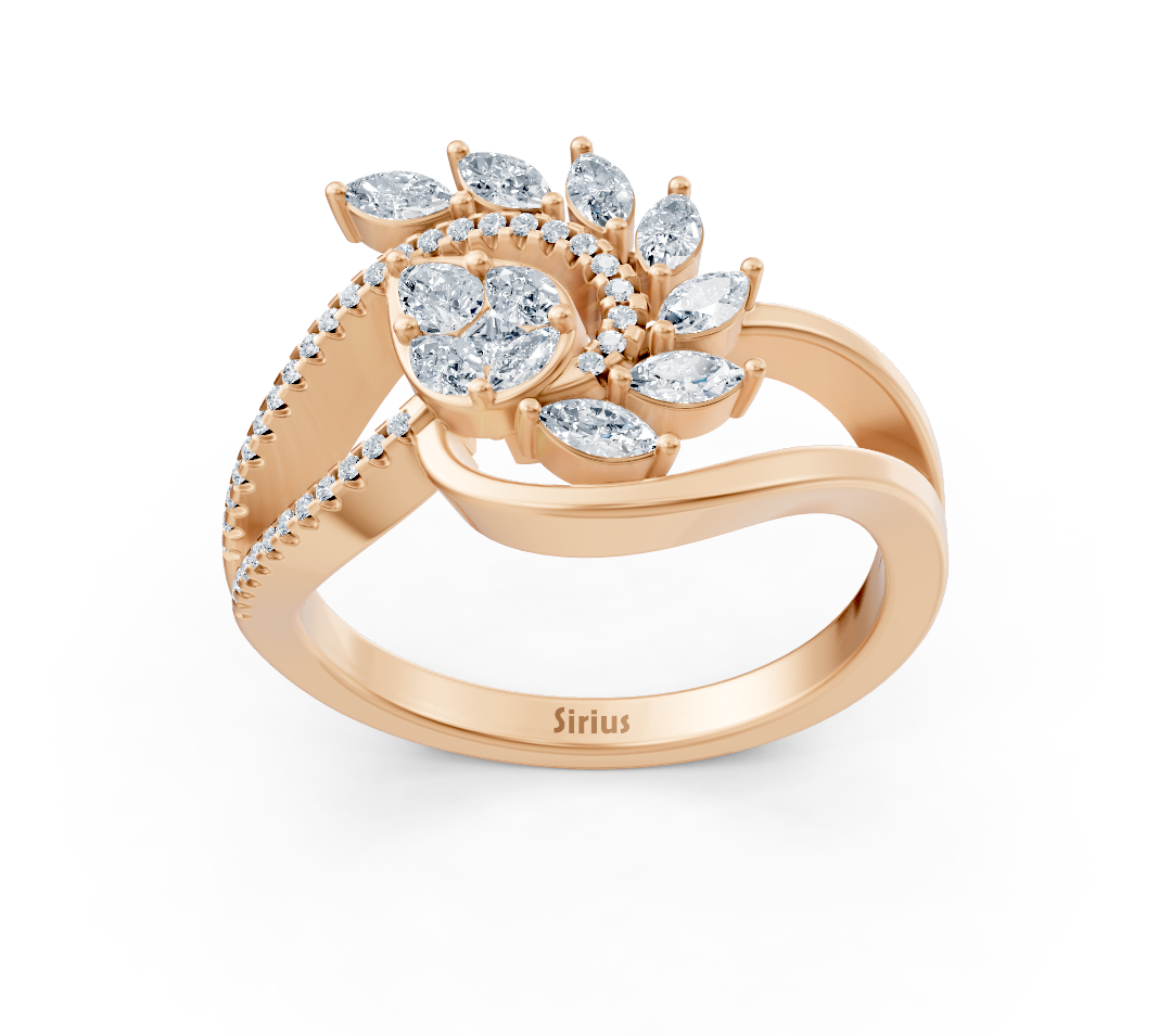 Rose gold flower ring with various cuts – high-quality Jewelry from Rosy Lab Diamonds
