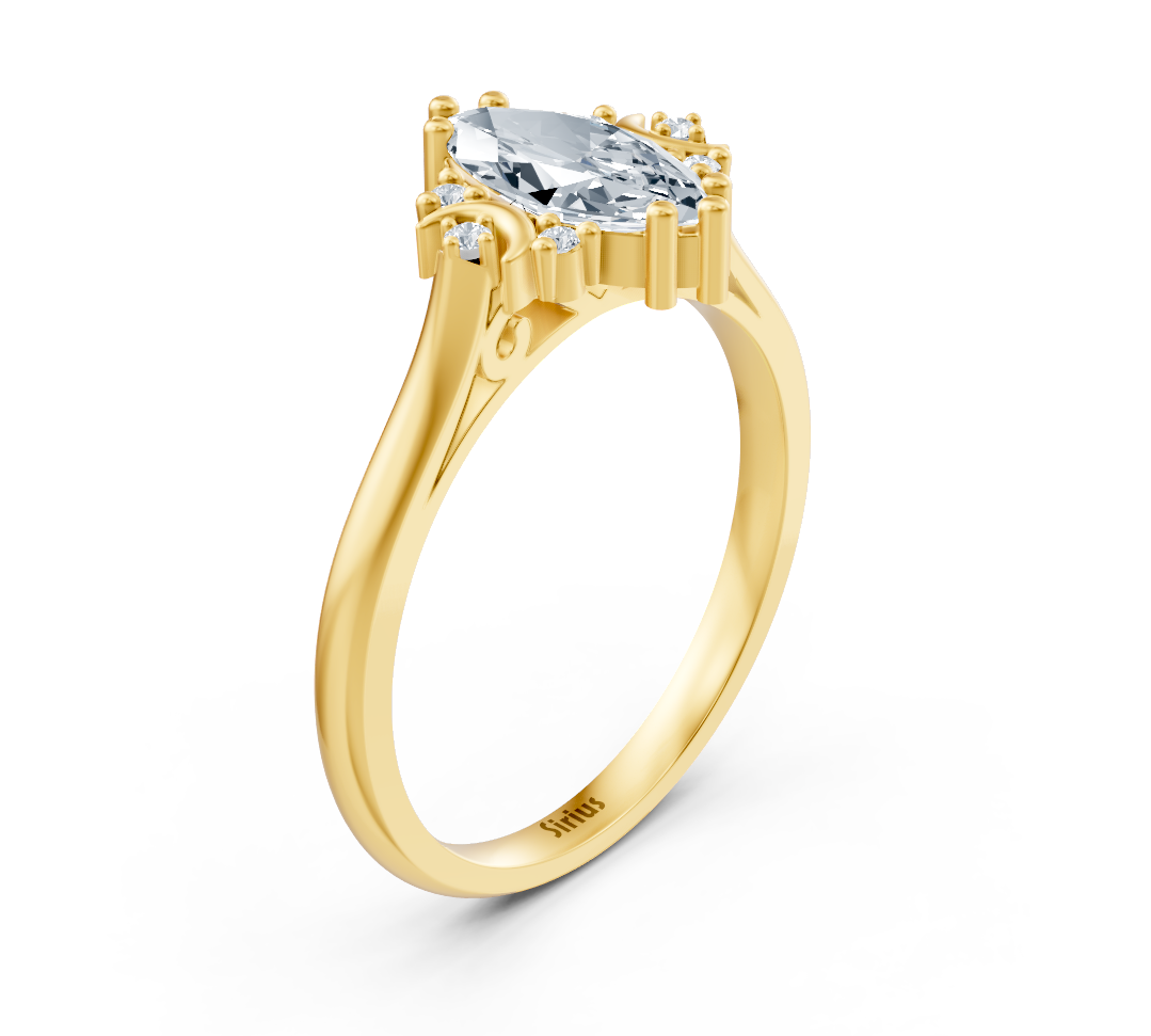 Majestät Marquise-Ring aus Gelbgold mit funkelnden labordiamanten - hochwertiger Schmuck von Rosy Lab Diamonds