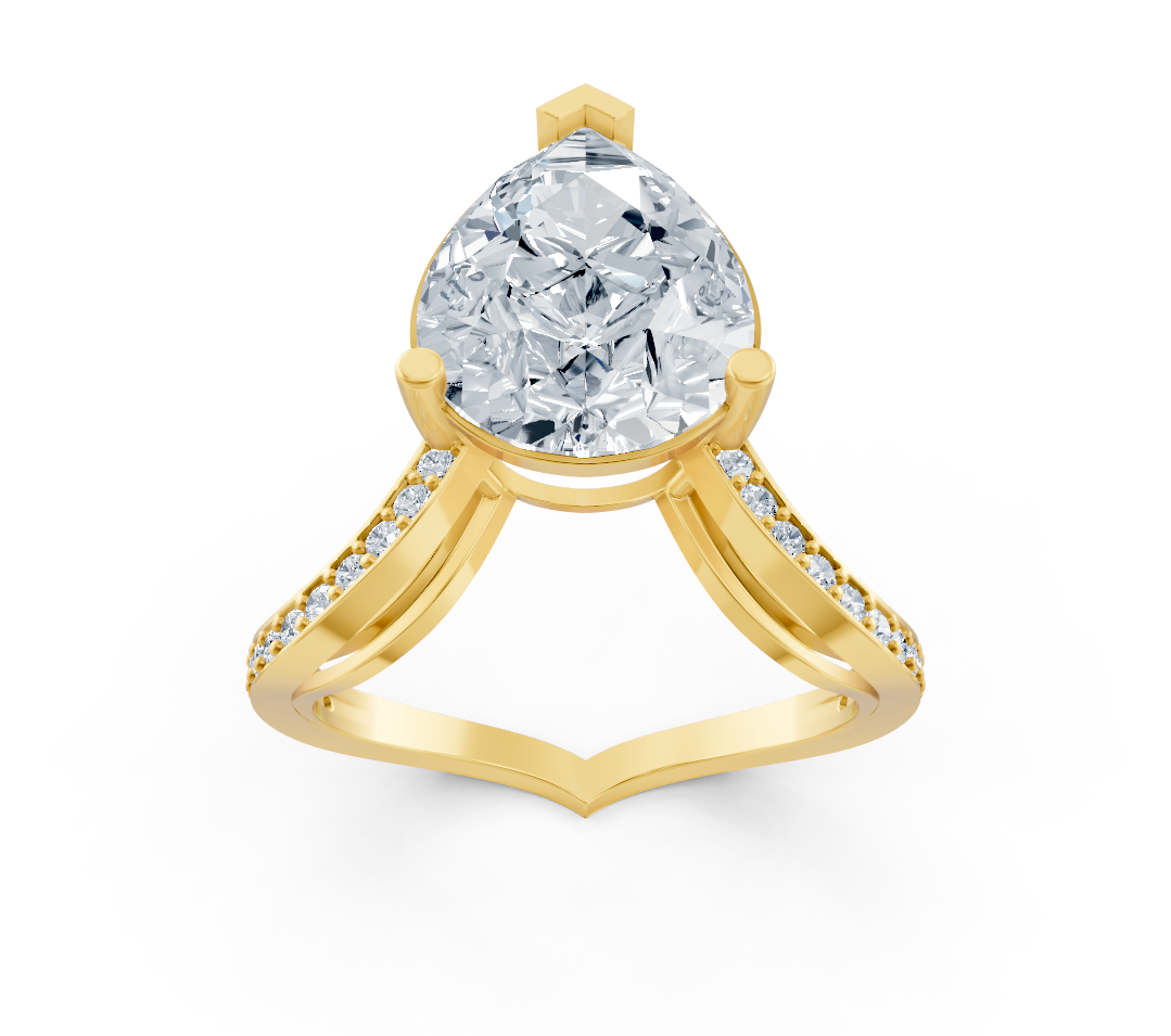 Elegant pear-shaped diamond ring in 14K Yellow Gold – Lab-Grown – high-quality Jewelry from Rosy Lab Diamonds