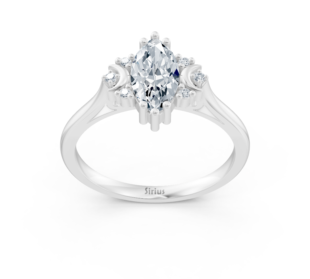 Lichtprinzessin Marquise-Ring aus Weißgold mit labordiamanten